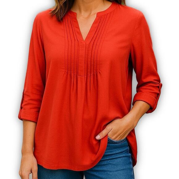 Susan Graver Tunic Top Coral Orange Size 4 New - Picture 10 of 10